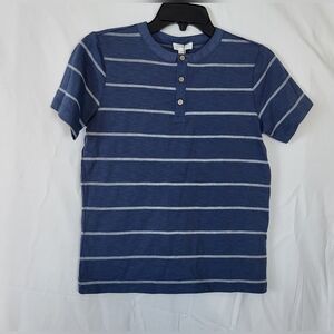 NWT Scene & Heard Boys Blue Short Sleeve‎ Striped Button Henley Shirt Size 14/16